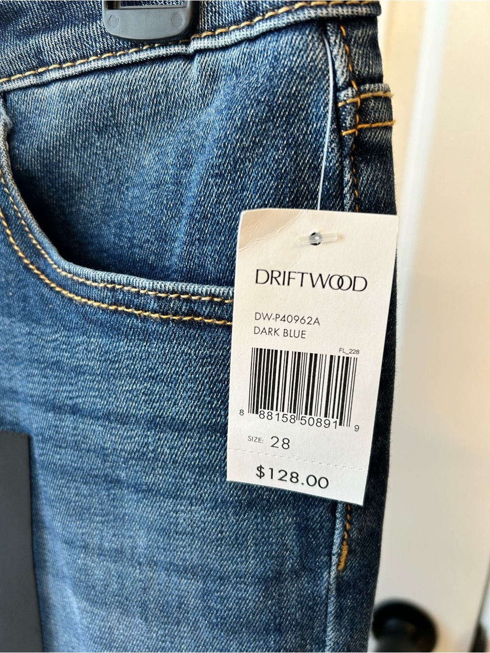 DRIFTWOOD Dark Wash Straight-Leg Jeans with Floral Side Embroidery - Picture 3 of 6